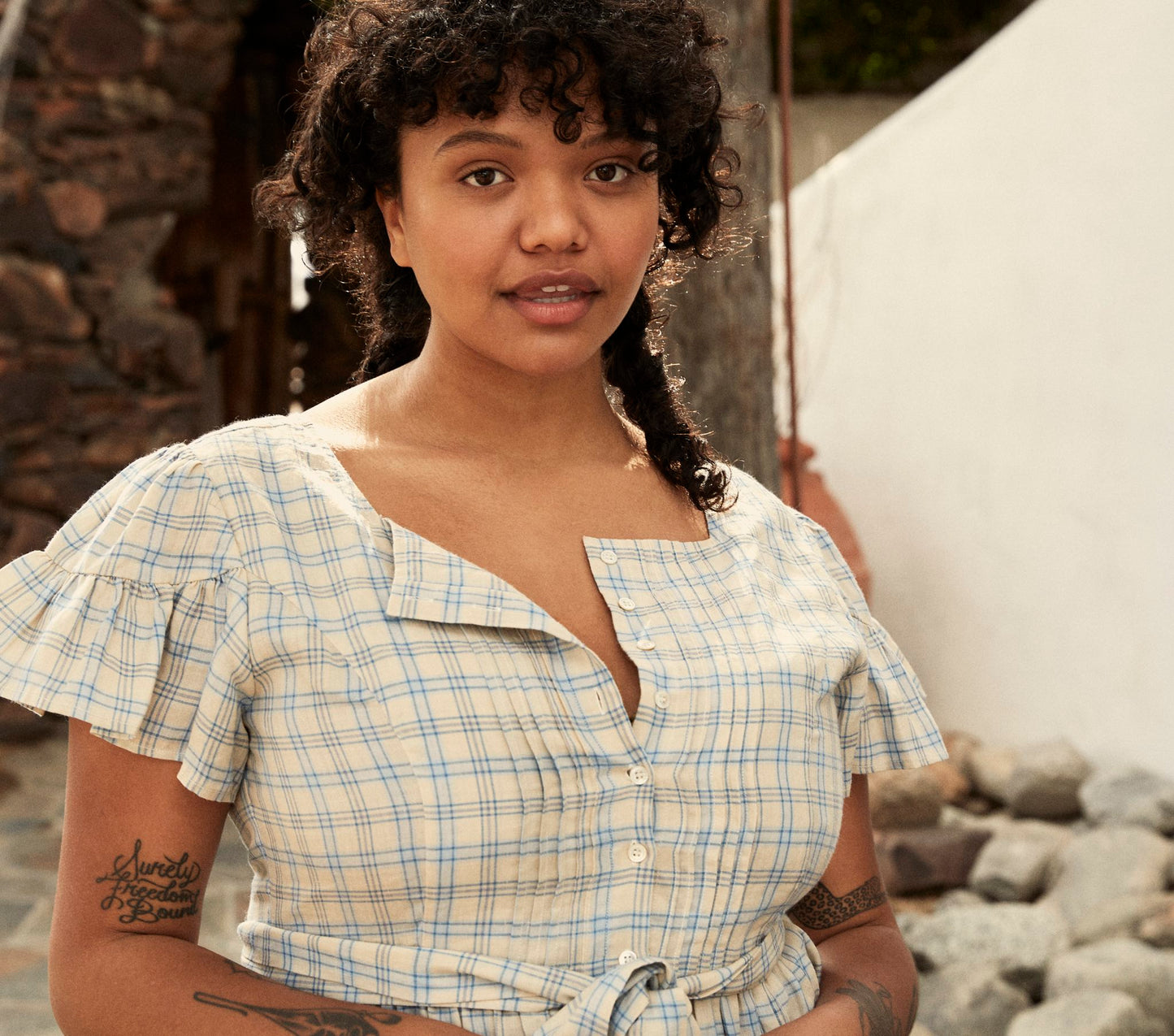 HMD -- MARFA DRESS -- BLUE MEADOWLARK PLAID