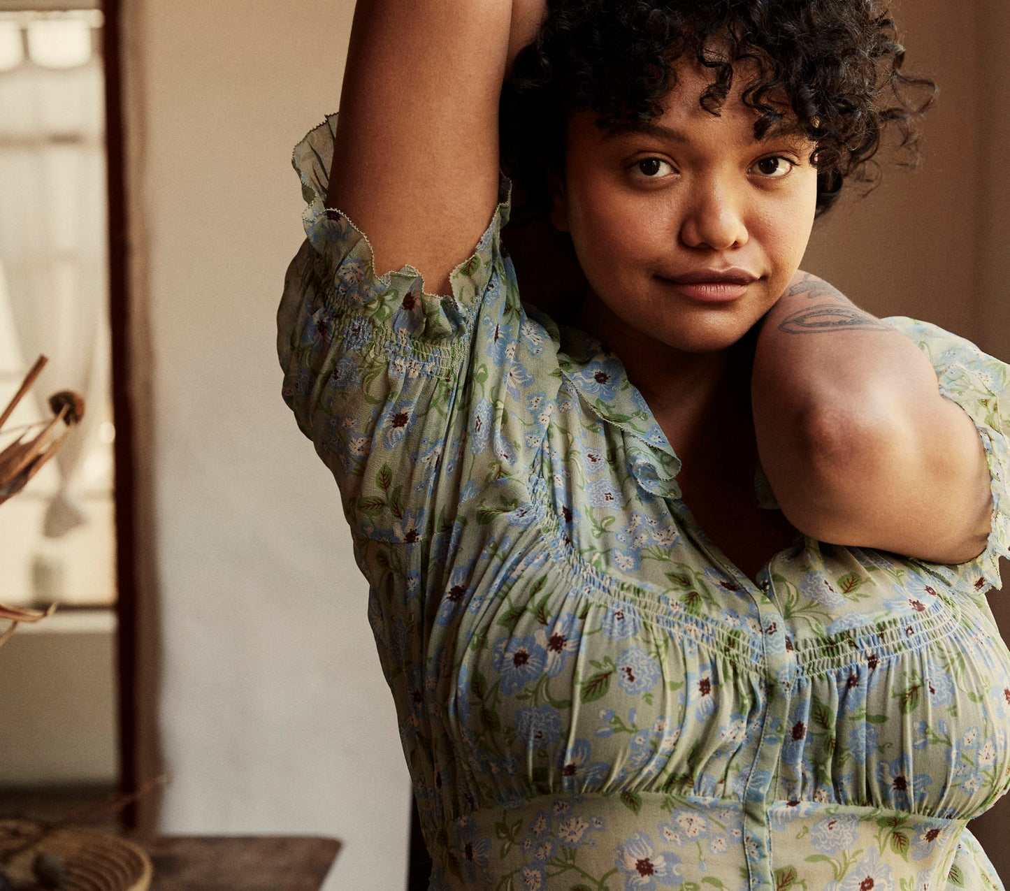 HMD -- MIRA DRESS -- GREEN STRAWBERRY MOON FLORAL