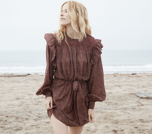 HMD -- OLIVER DRESS -- RUST DITZY FLORAL