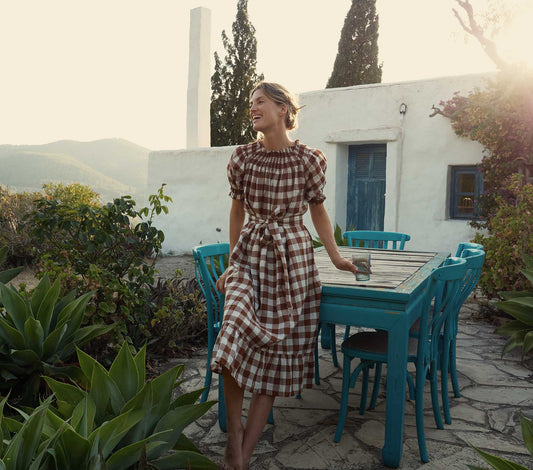 HMD -- RHONE DRESS -- ST OUEN NUTMEG PLAID