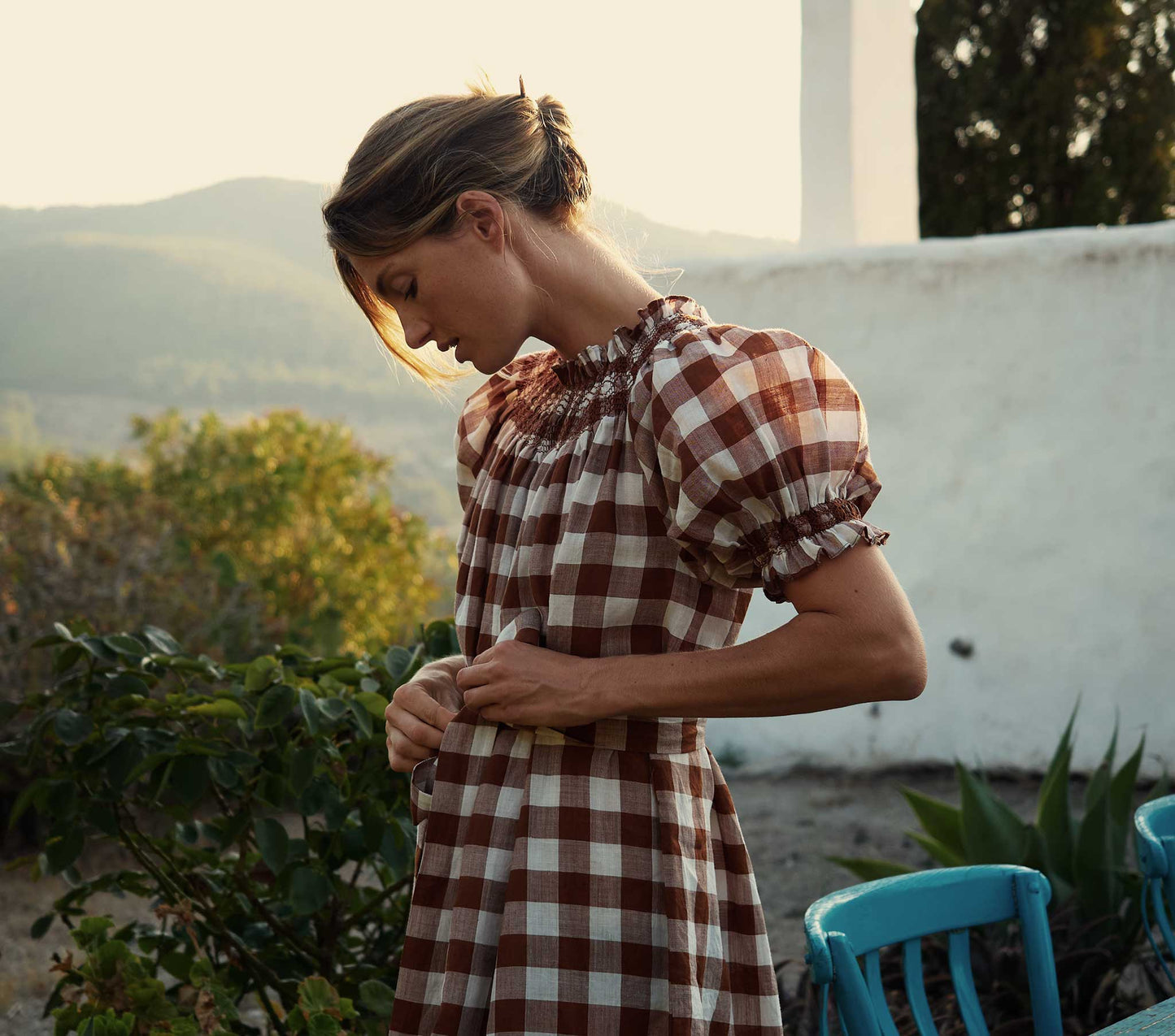 HMD -- RHONE DRESS -- ST OUEN NUTMEG PLAID