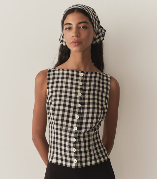 PETIT PENNY BANDANA -- BLACK MARILYN GINGHAM