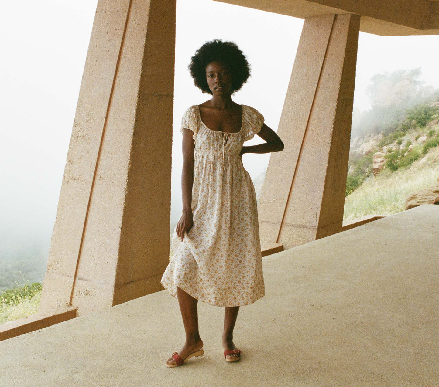 HMD -- PIAZZA DRESS -- ALABASTER COUNTRYSIDE CALICO