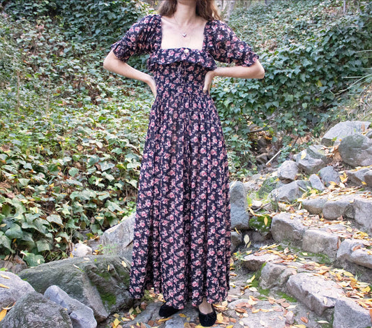 HMD -- SOL DRESS -- BLACK POPPY PRINT