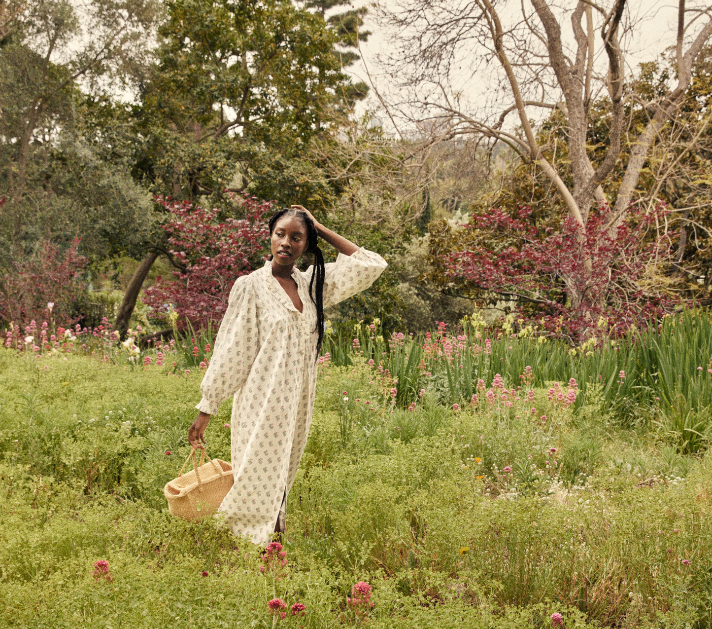 HMD -- STANTON DRESS -- RED DAHLIA BLOCK PRINT