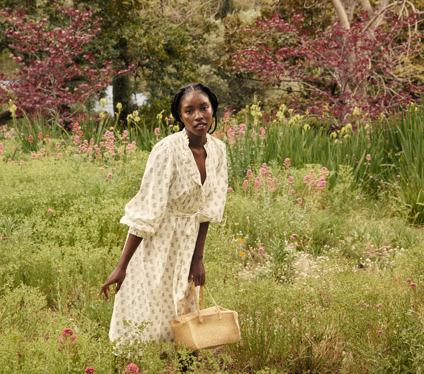 HMD -- STANTON DRESS -- RED DAHLIA BLOCK PRINT