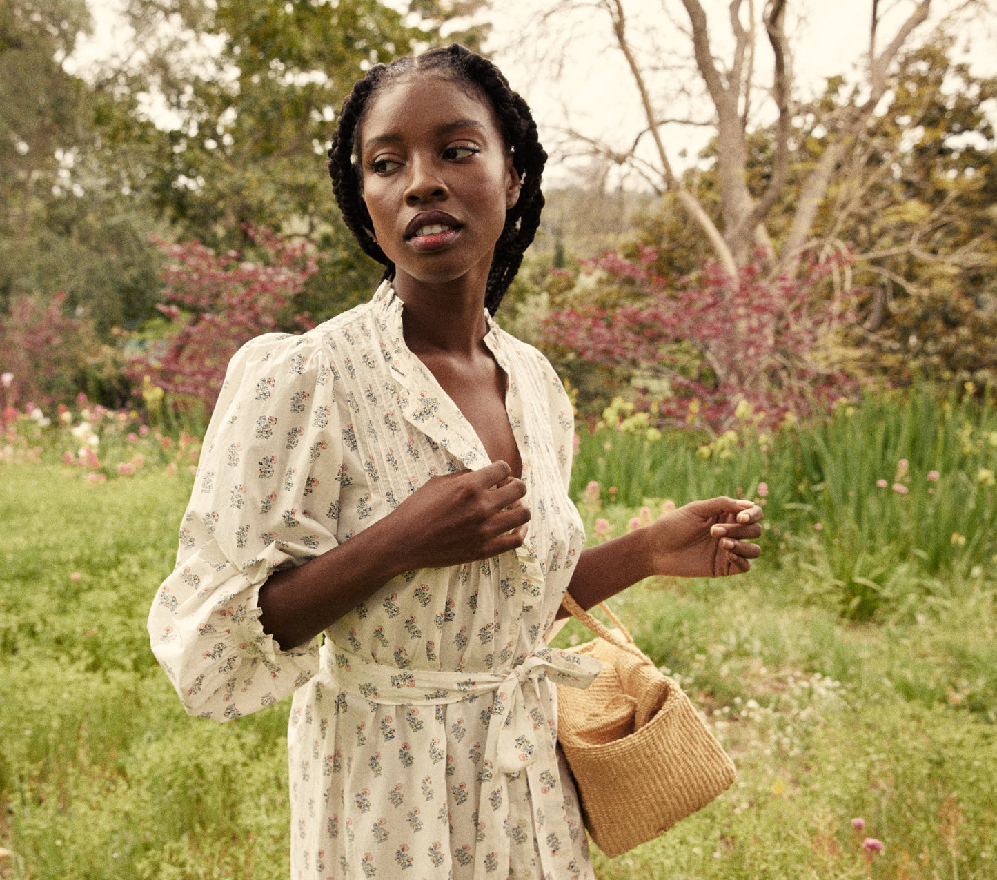 HMD -- STANTON DRESS -- RED DAHLIA BLOCK PRINT