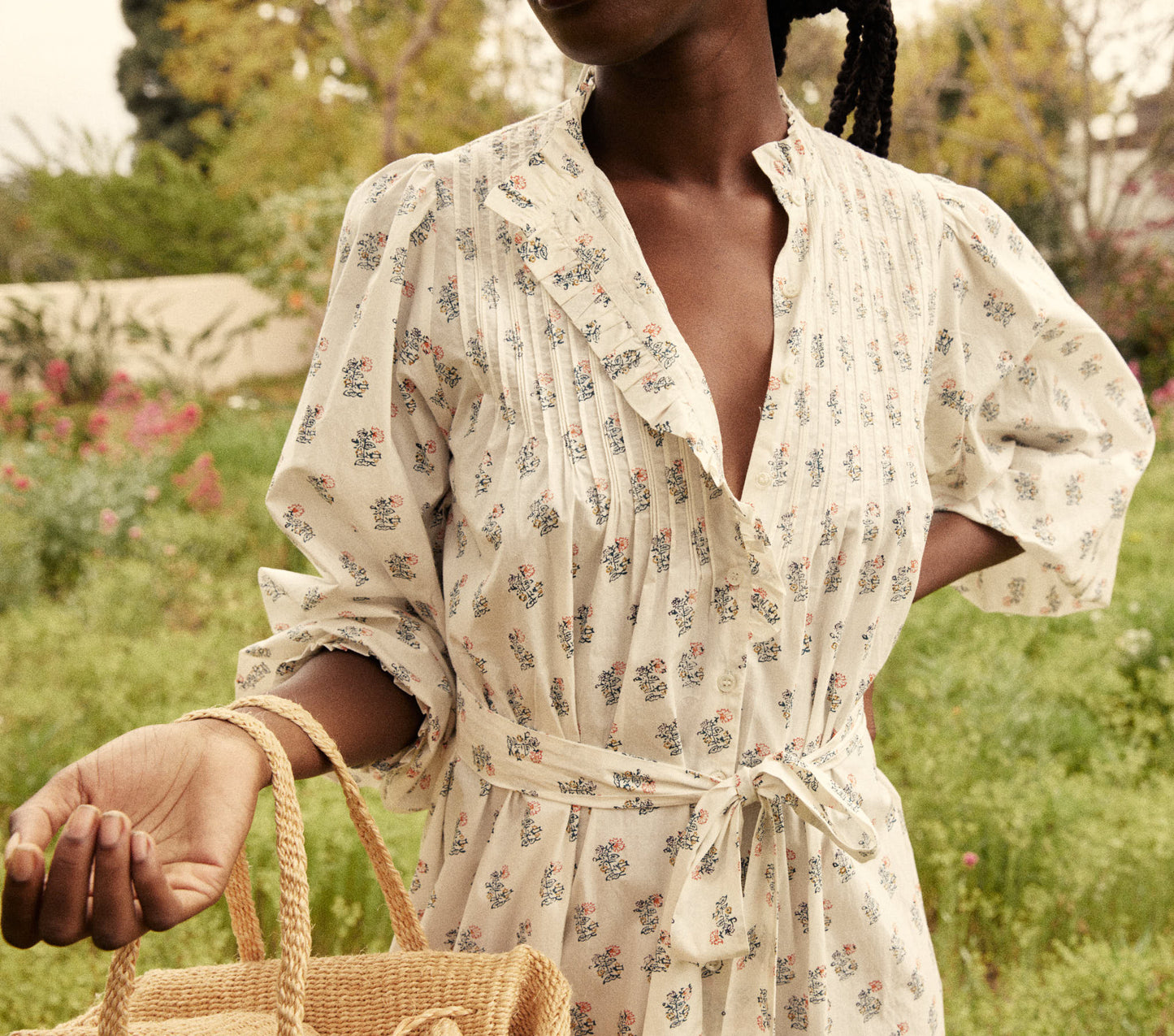 HMD -- STANTON DRESS -- RED DAHLIA BLOCK PRINT