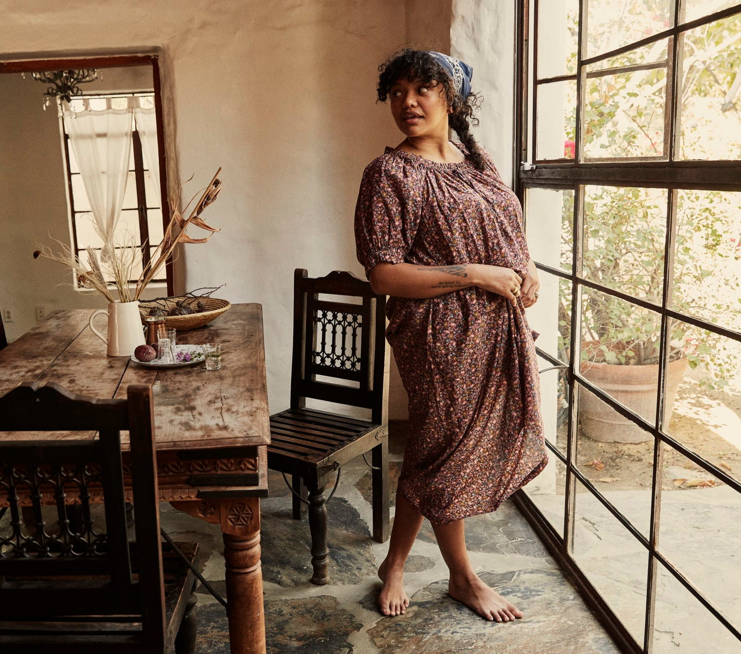 HMD -- SAFFLOWER DRESS -- BLUE LAUREL CANYON ROSE