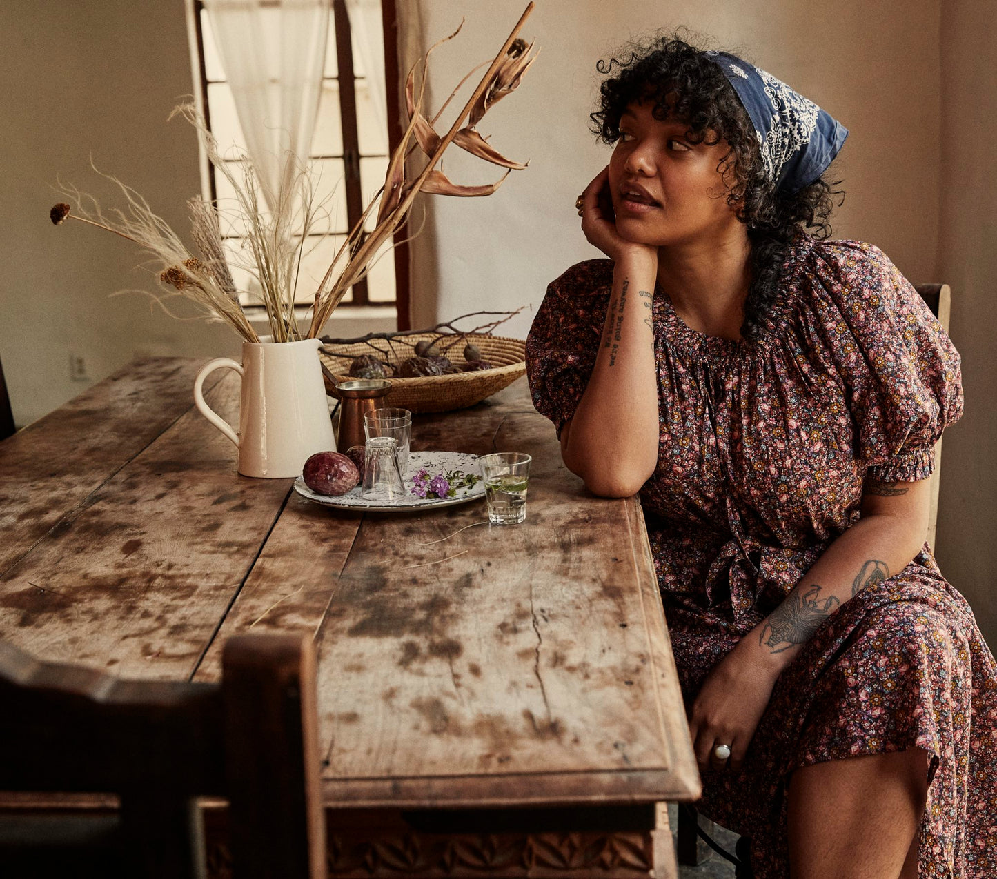 HMD -- SAFFLOWER DRESS -- BLUE LAUREL CANYON ROSE