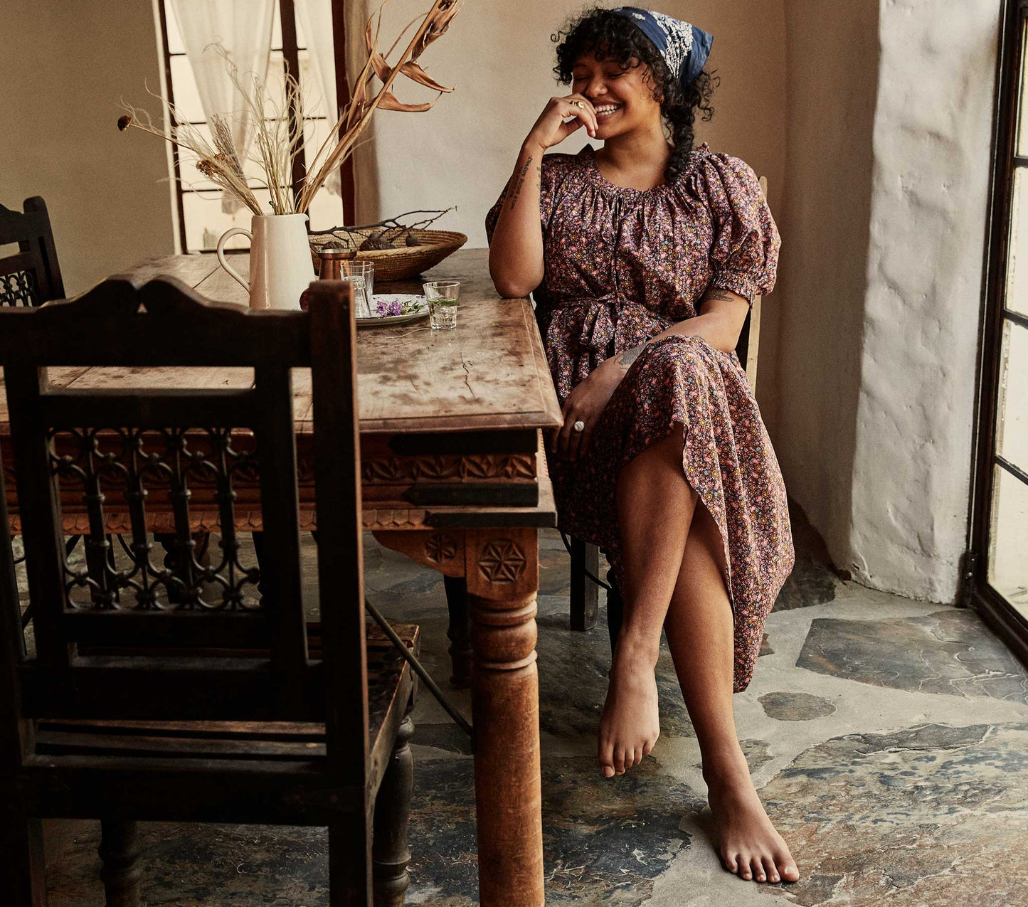 HMD -- SAFFLOWER DRESS -- BLUE LAUREL CANYON ROSE