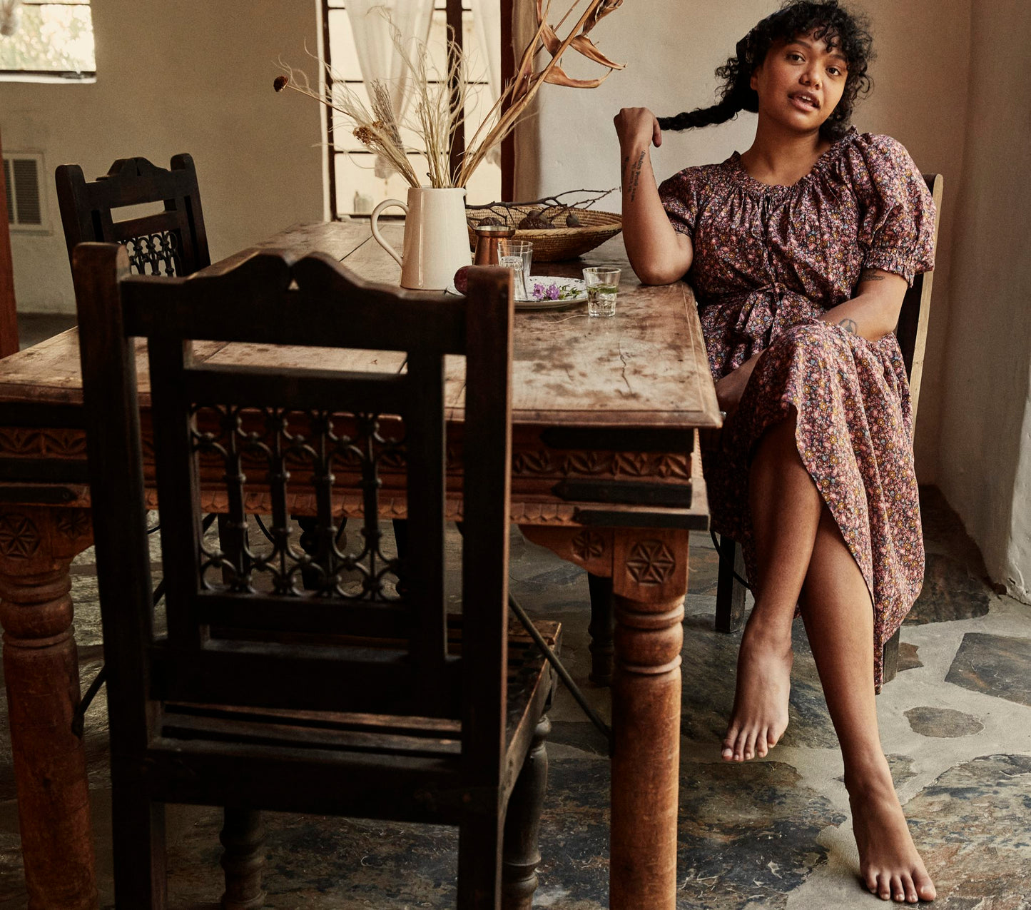 HMD -- SAFFLOWER DRESS -- BLUE LAUREL CANYON ROSE