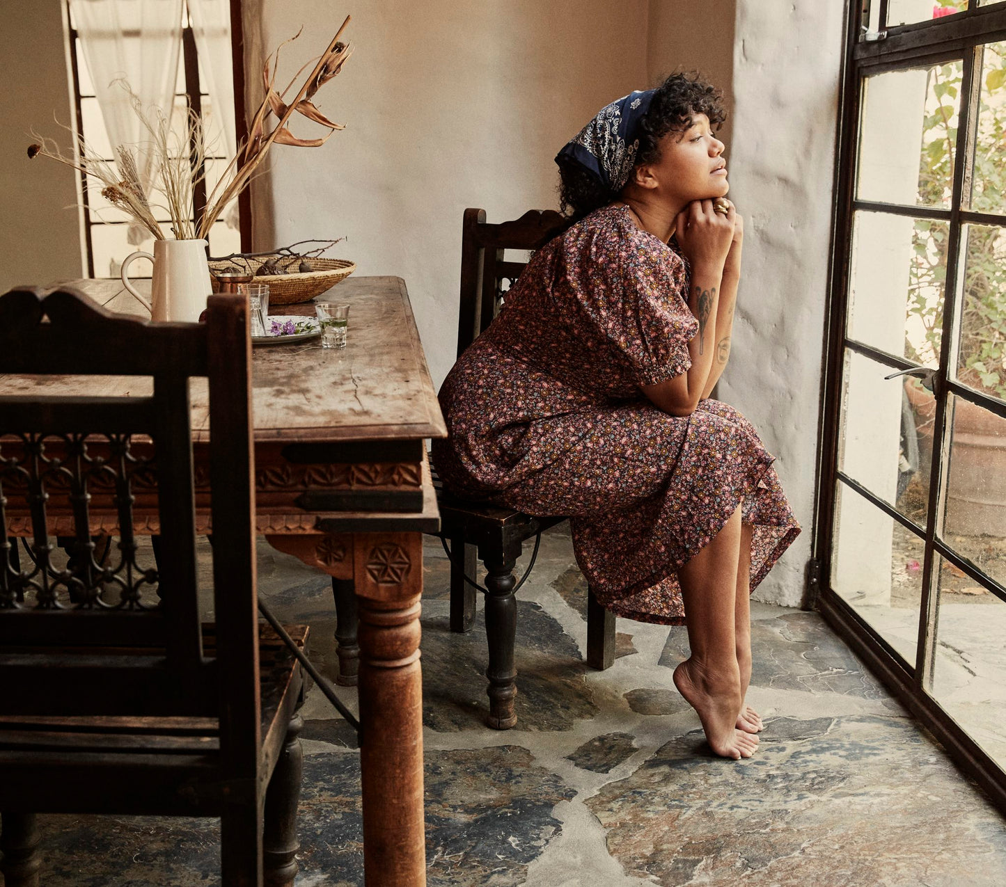 HMD -- SAFFLOWER DRESS -- BLUE LAUREL CANYON ROSE