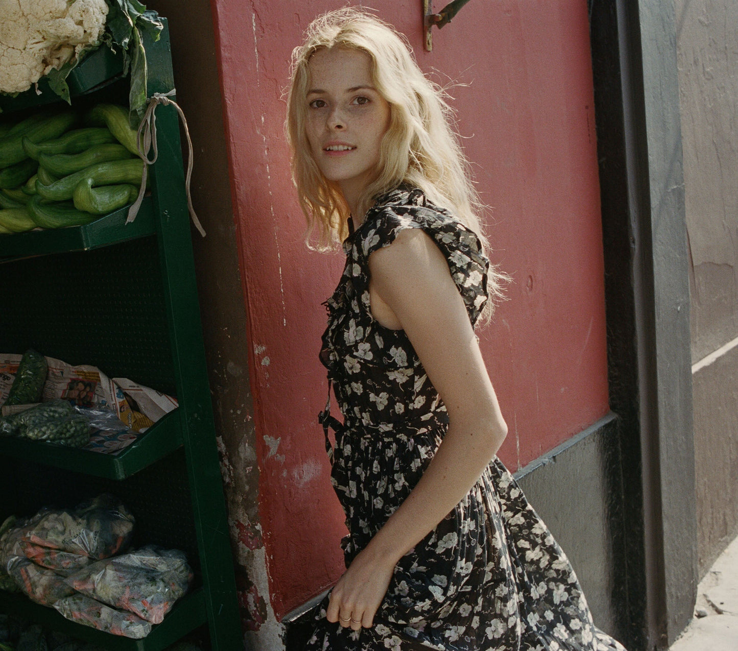 HMD -- CARNATION DRESS -- BLACK ANEMONE FLORAL