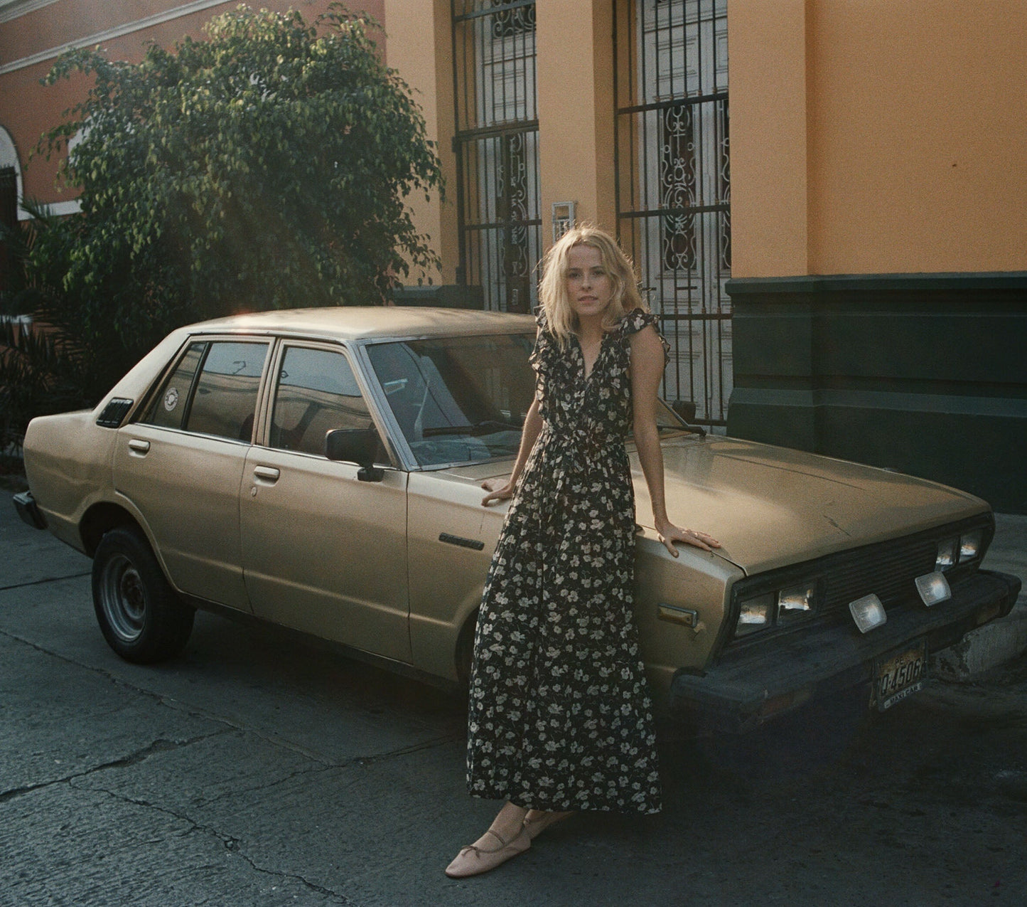 HMD -- CARNATION DRESS -- BLACK ANEMONE FLORAL