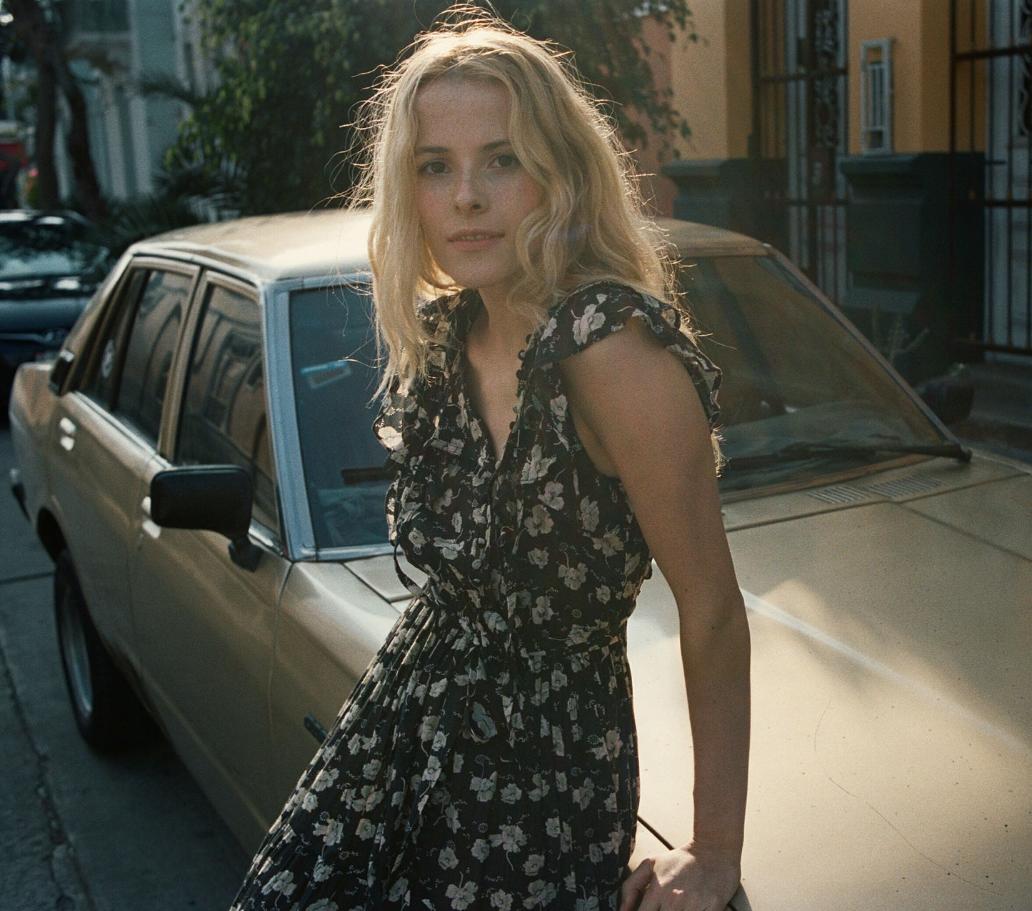 HMD -- CARNATION DRESS -- BLACK ANEMONE FLORAL